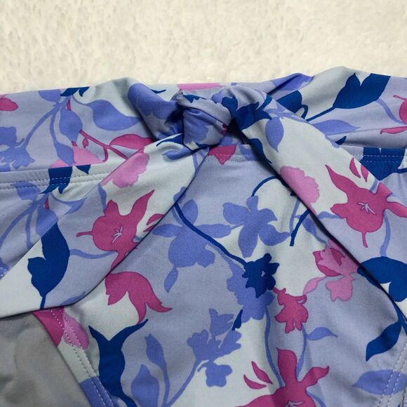 Splendid High Waisted Bikini Bottom Women Small Purple Floral Tie Front Beach - Picture 3 of 10